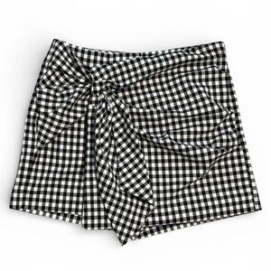 Zara Black & White Gingham Ruffle Skort